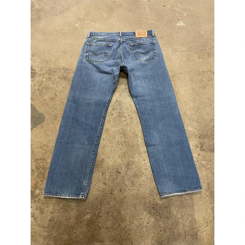 Levis‎ 501 Jeans Mens 36x30 Medium Wash Blue Denim Straight Leg Button Fly